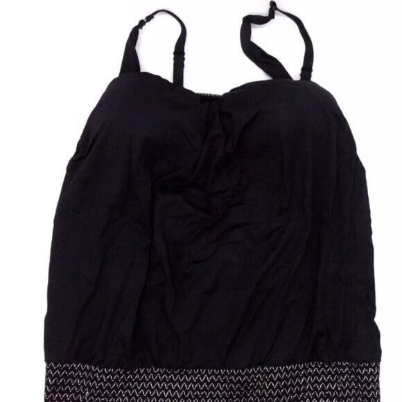 Coco Reef Tankini Swimsuit Top Black 36C Strapless Removable Straps Pleated - Picture 5 of 5